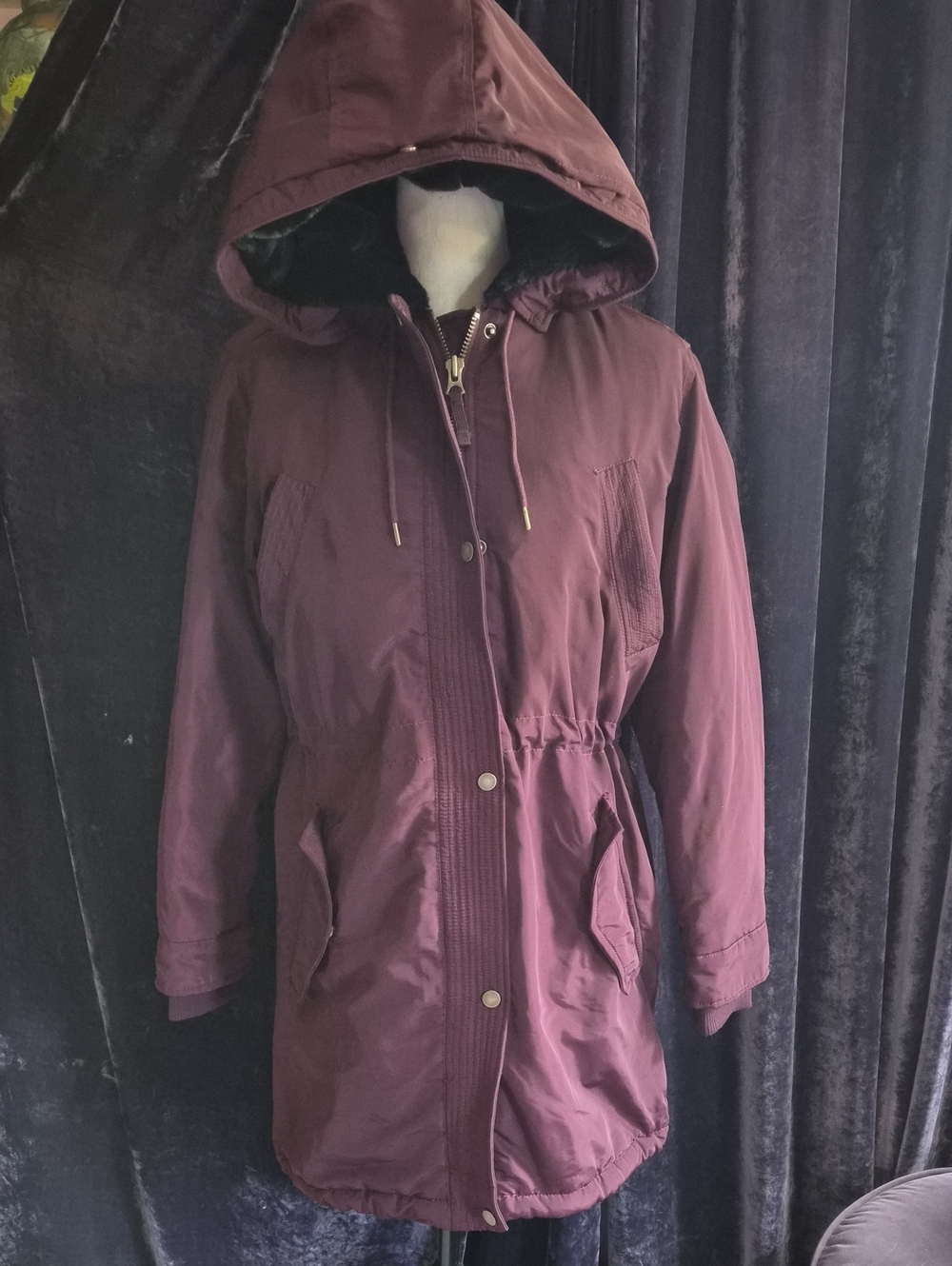 NWT GAP Women's Hooded Parka in Plum Wine